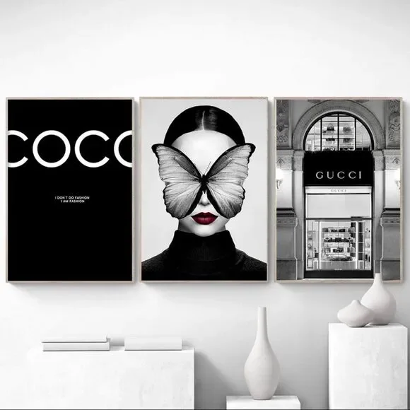 Set 3 Coco Chanel Celine Dior Fashion couture prints glam luxury wall art - Picture 6 of 6